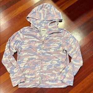 Monrow Pink and Blue Camo Hoodie